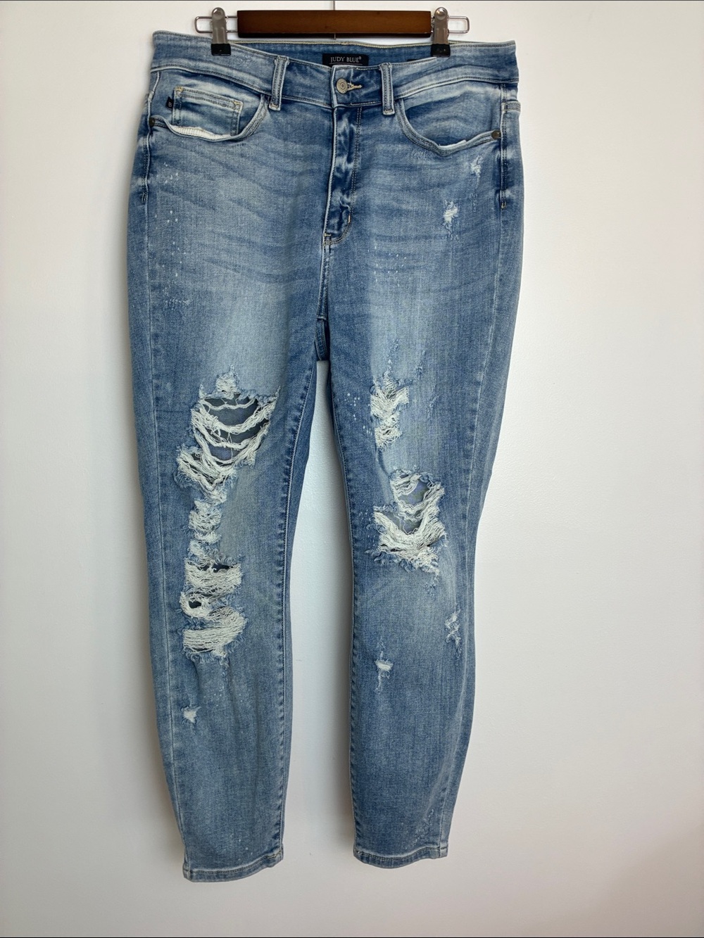 Judy Blue Distressed Light Blue Skinny Fit Jeans Size 14W